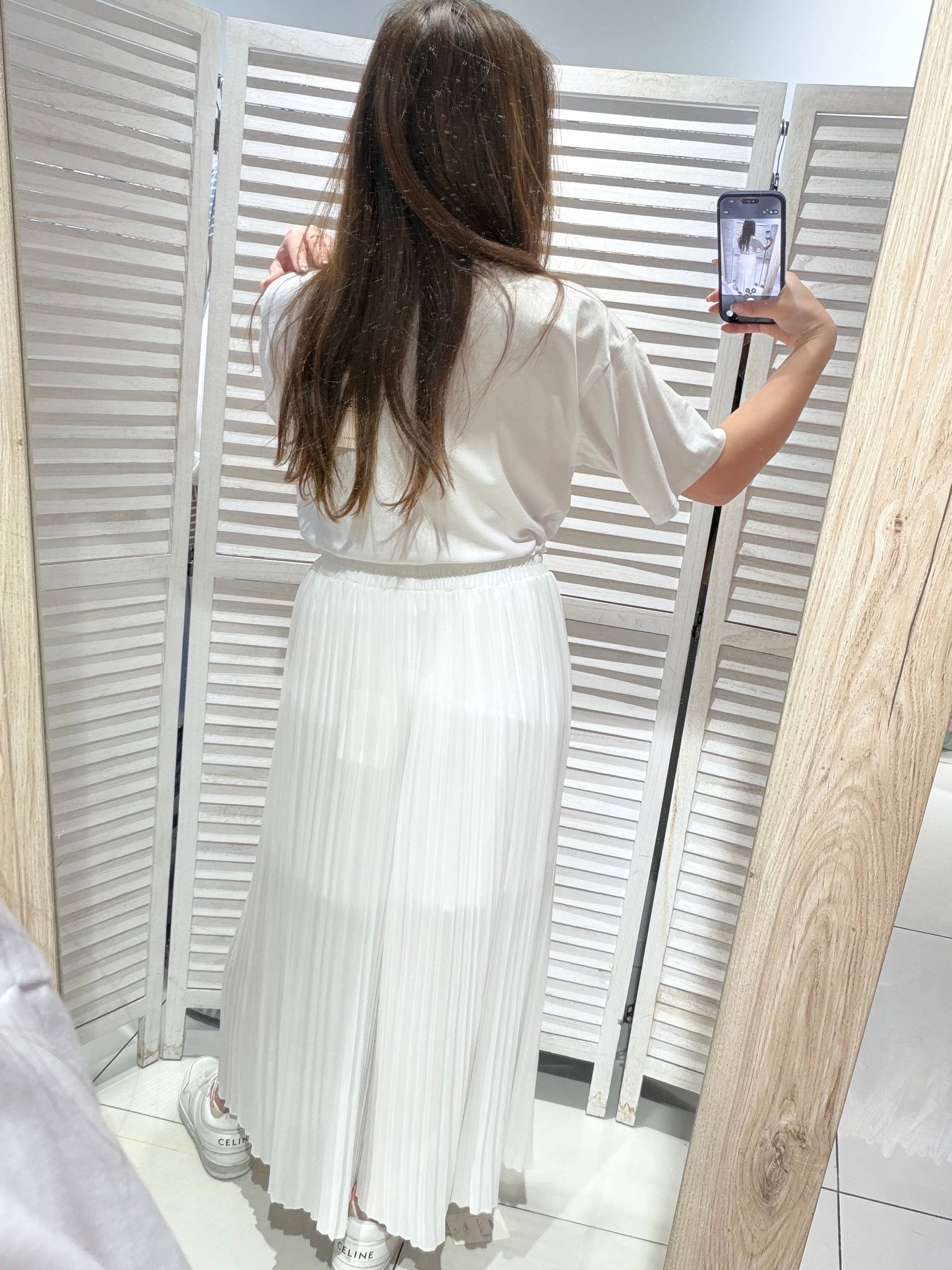 Pantalon large plissé LISA Blanc