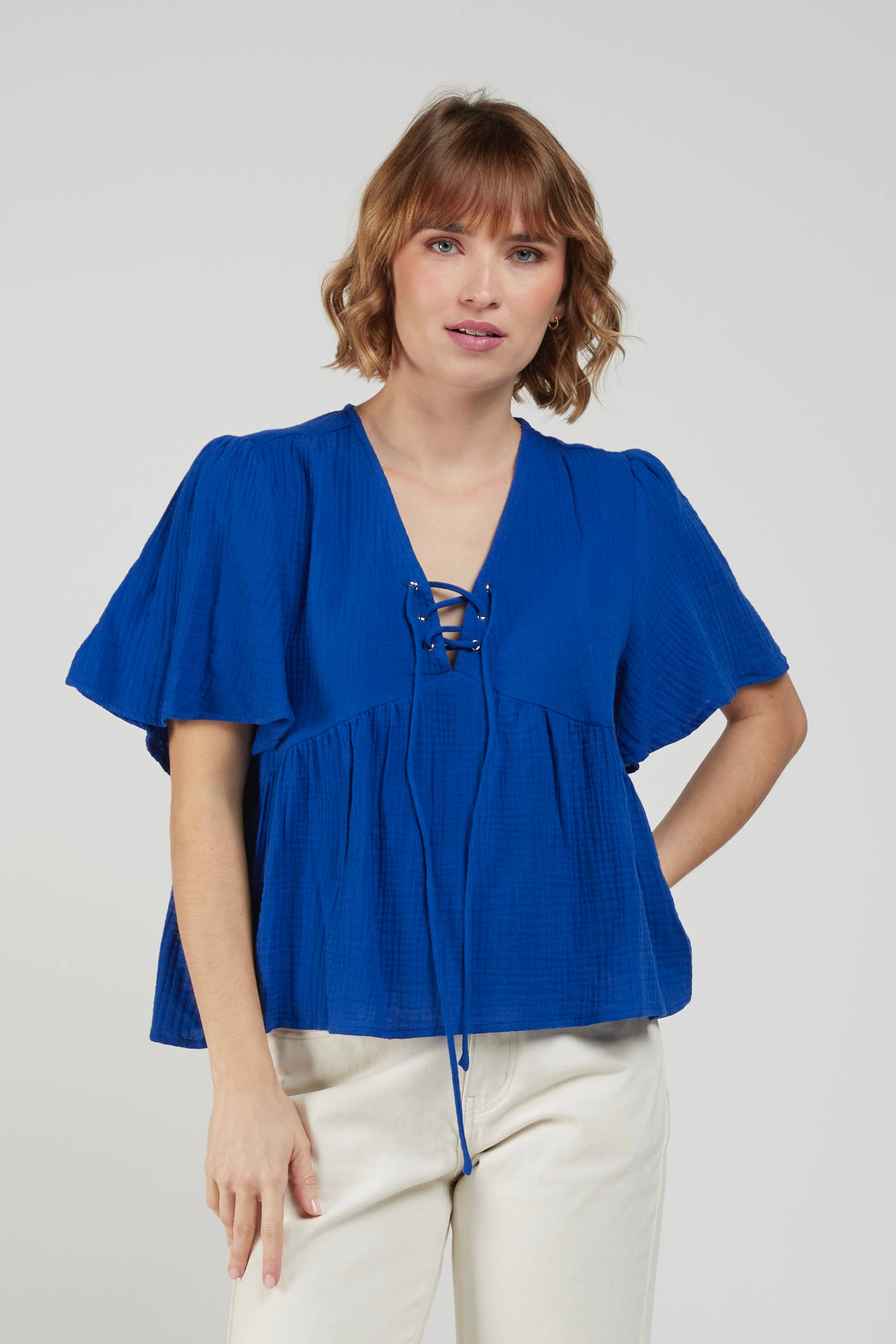 Top Gaze de Coton Col V LISON