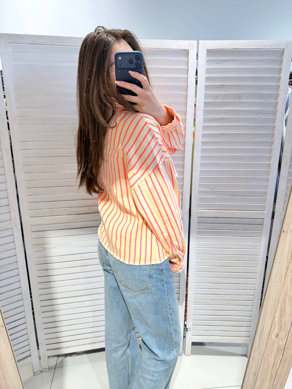 Veste coton CANDY rayée Jaune & Rose