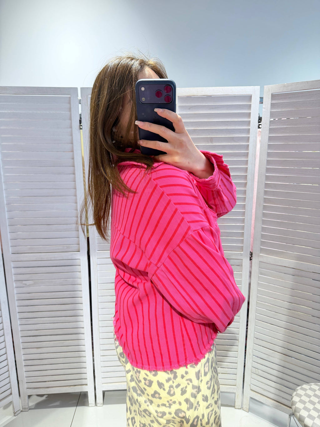 Veste coton CANDY rayée Fuchsia & Rouge