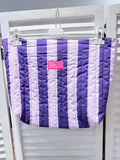 Sac shopping rayé matelassé PARAMI Violet & Parme
