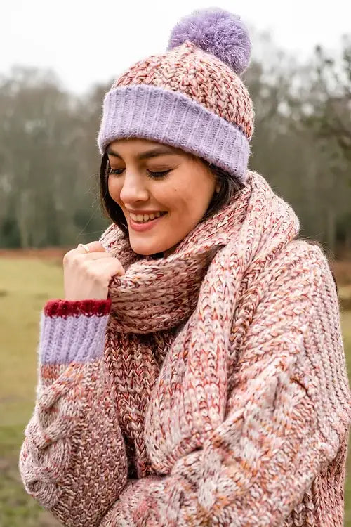 Bonnet tricot Lolly Twist Bobble Lilac