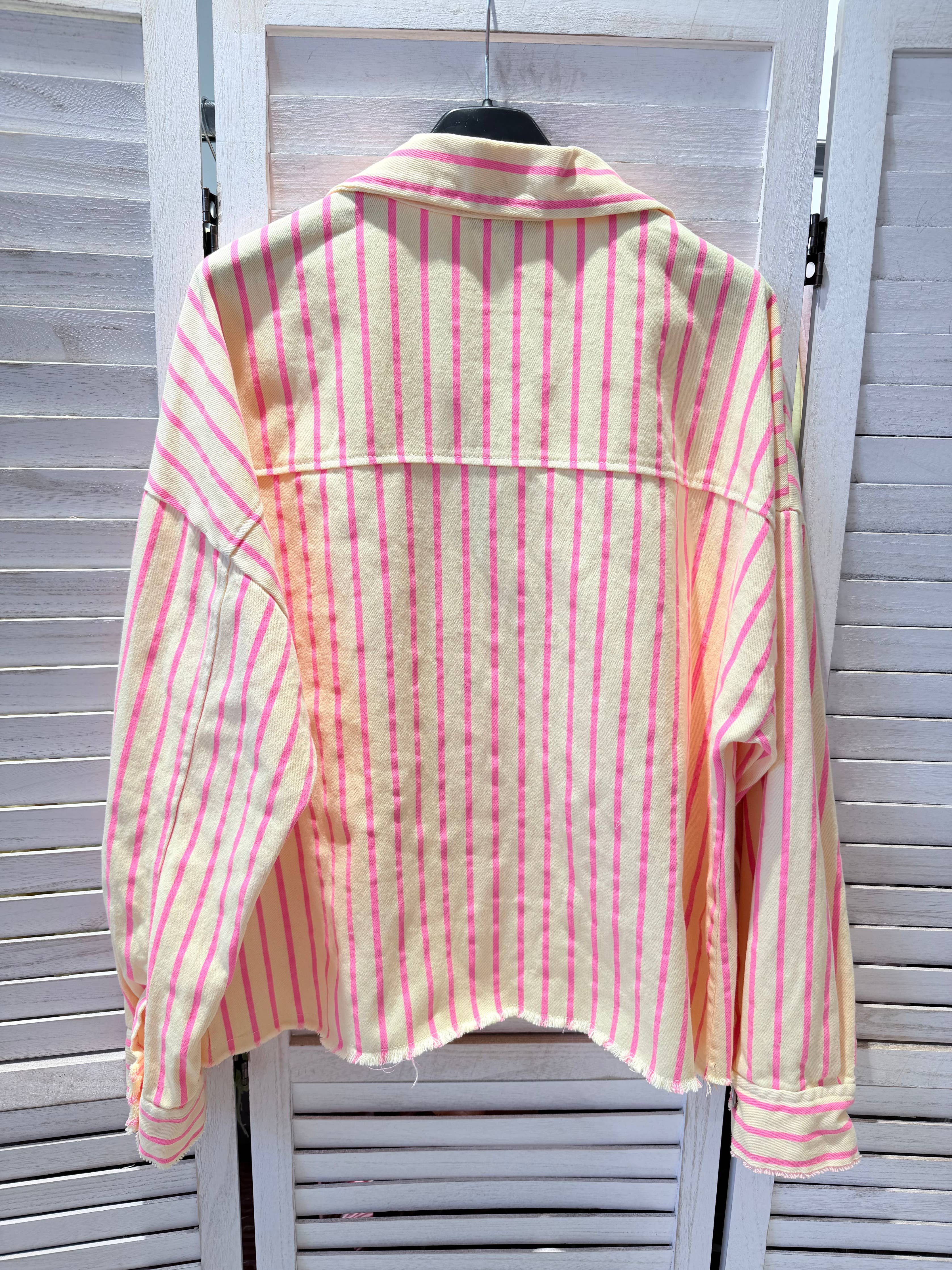 Veste coton CANDY rayée Jaune & Rose