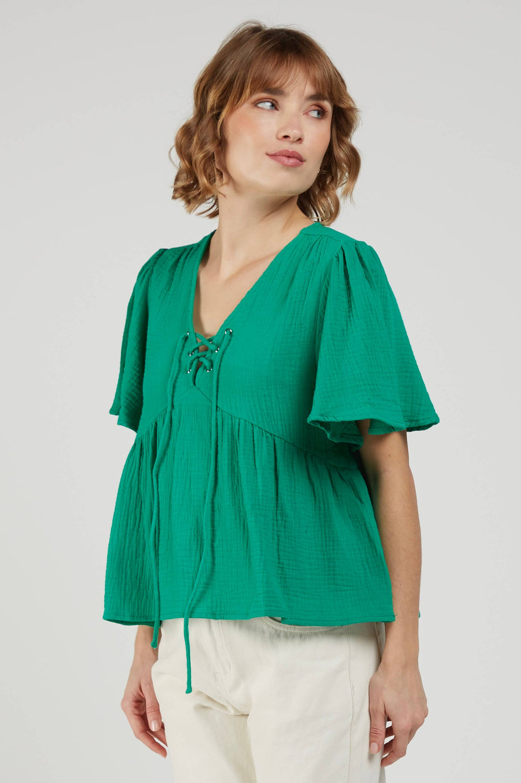 Top Gaze de Coton Col V LISON
