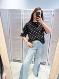 T-shirt à pois noir