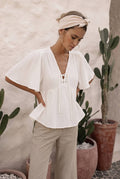 Top Gaze de Coton Col V LISON