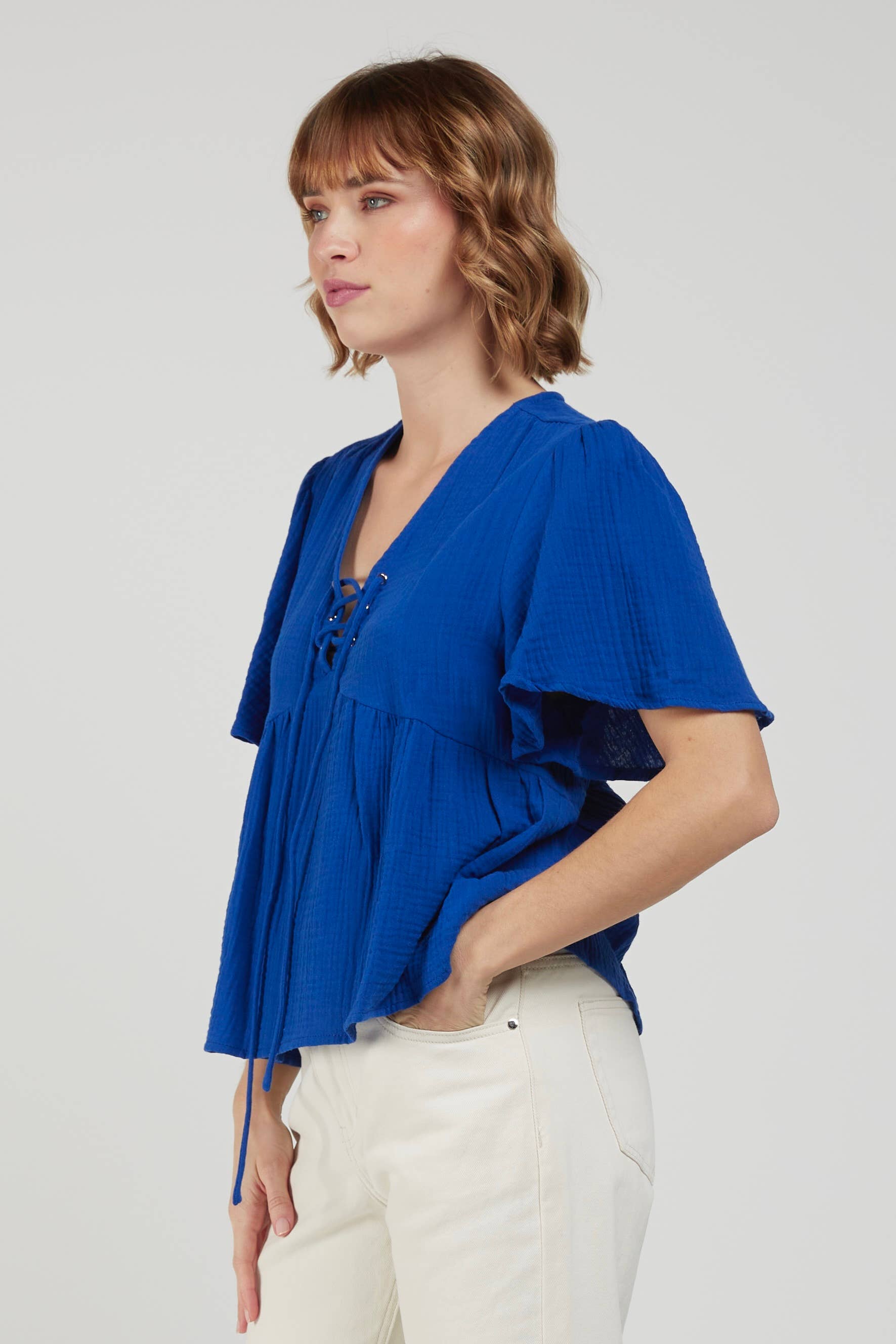 Top Gaze de Coton Col V LISON