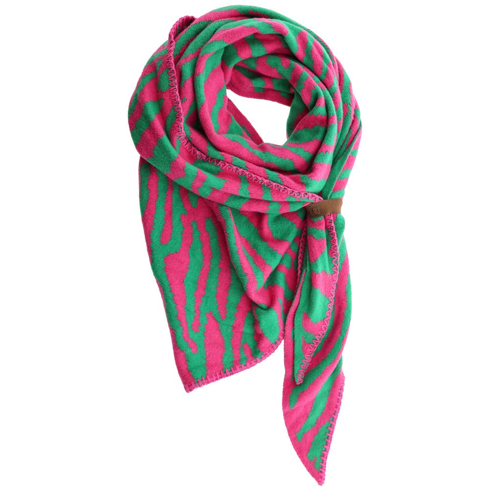 Écharpe triangulaire LIZE Vert & Fuchsia