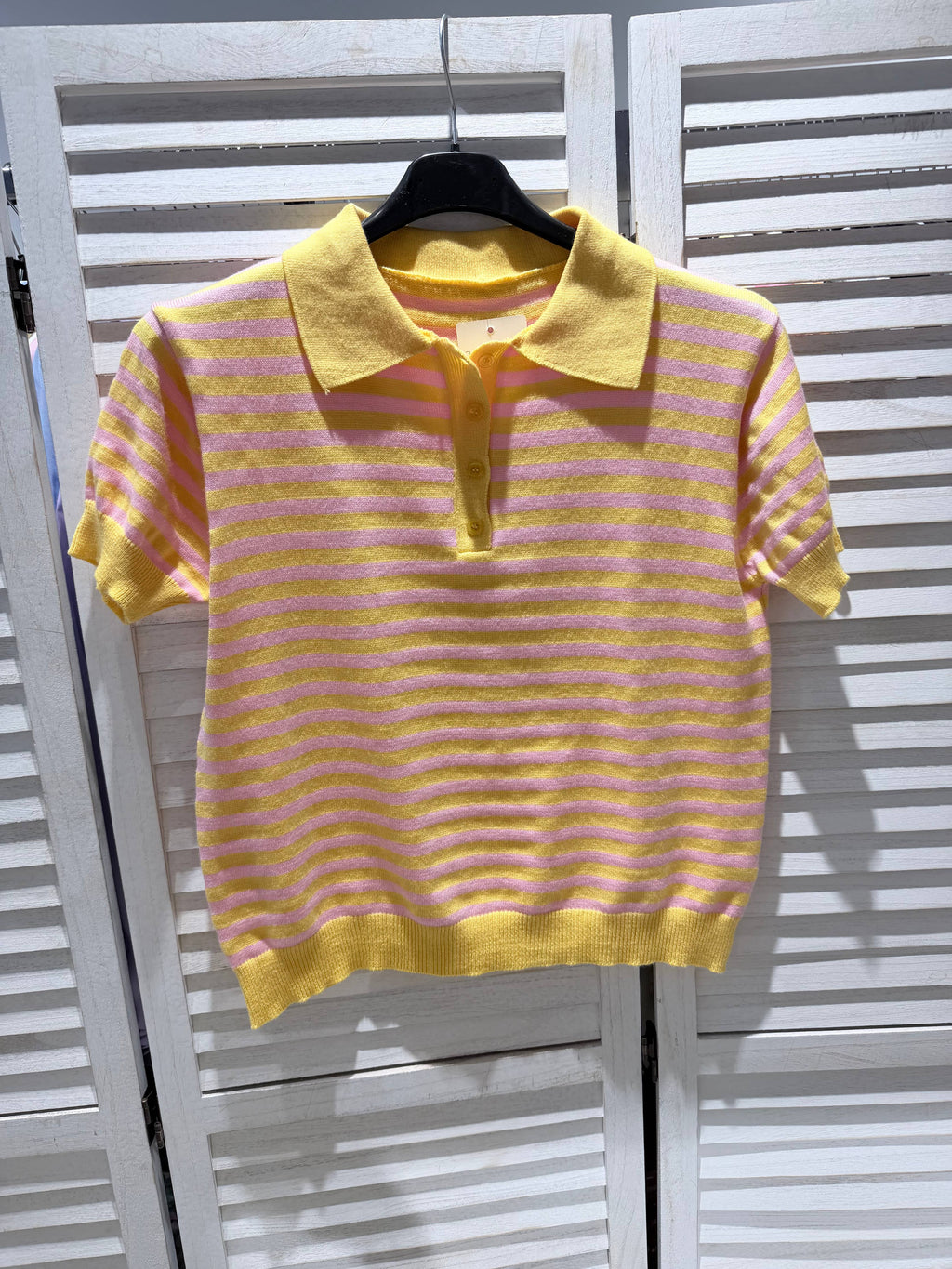 T-shirt rayé col POLO Jaune & Rose