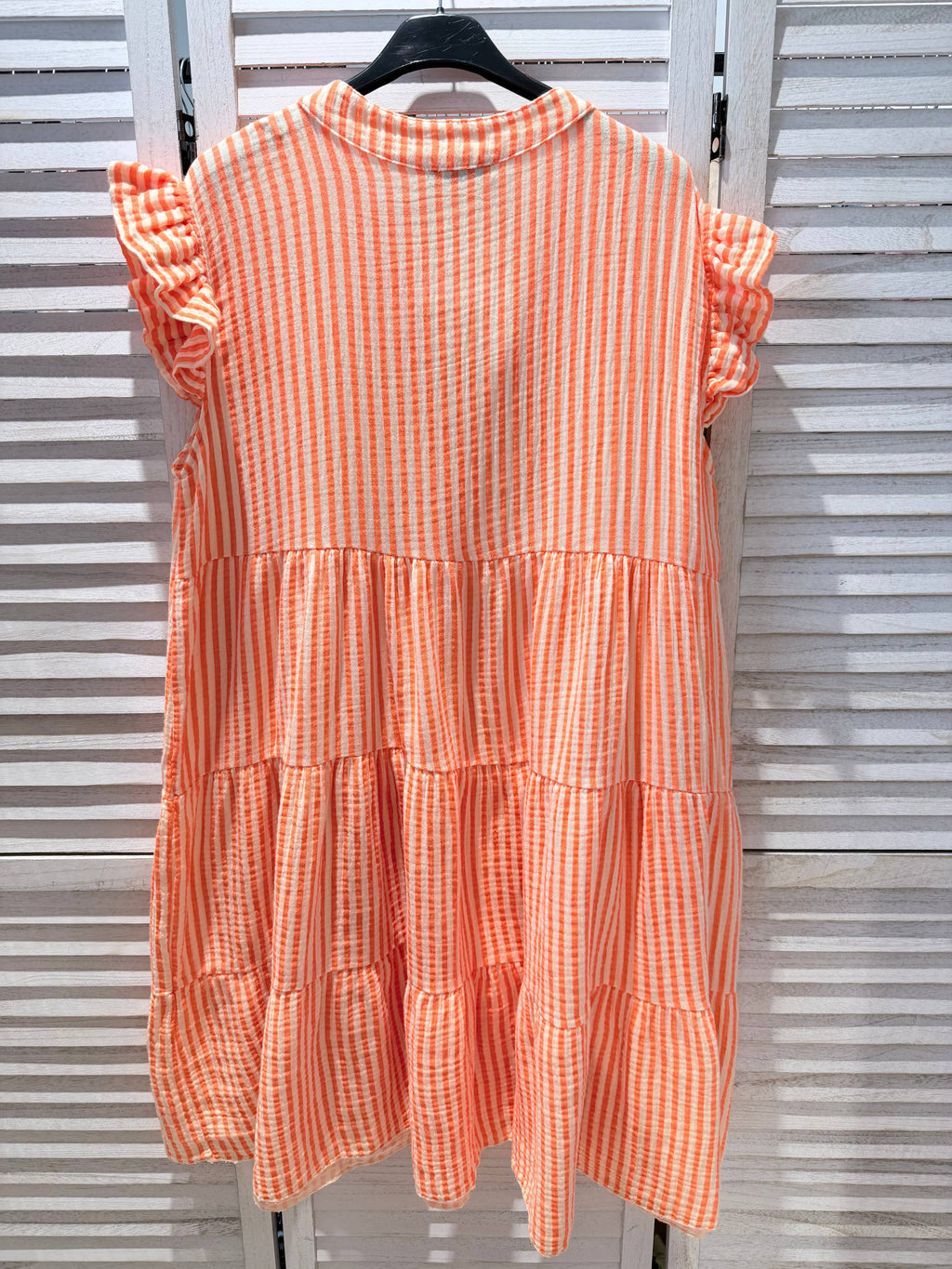 Robe gaze de coton rayé CORALY Orange & Blanc