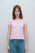 T-shirt coeurs brodés HEART Rose