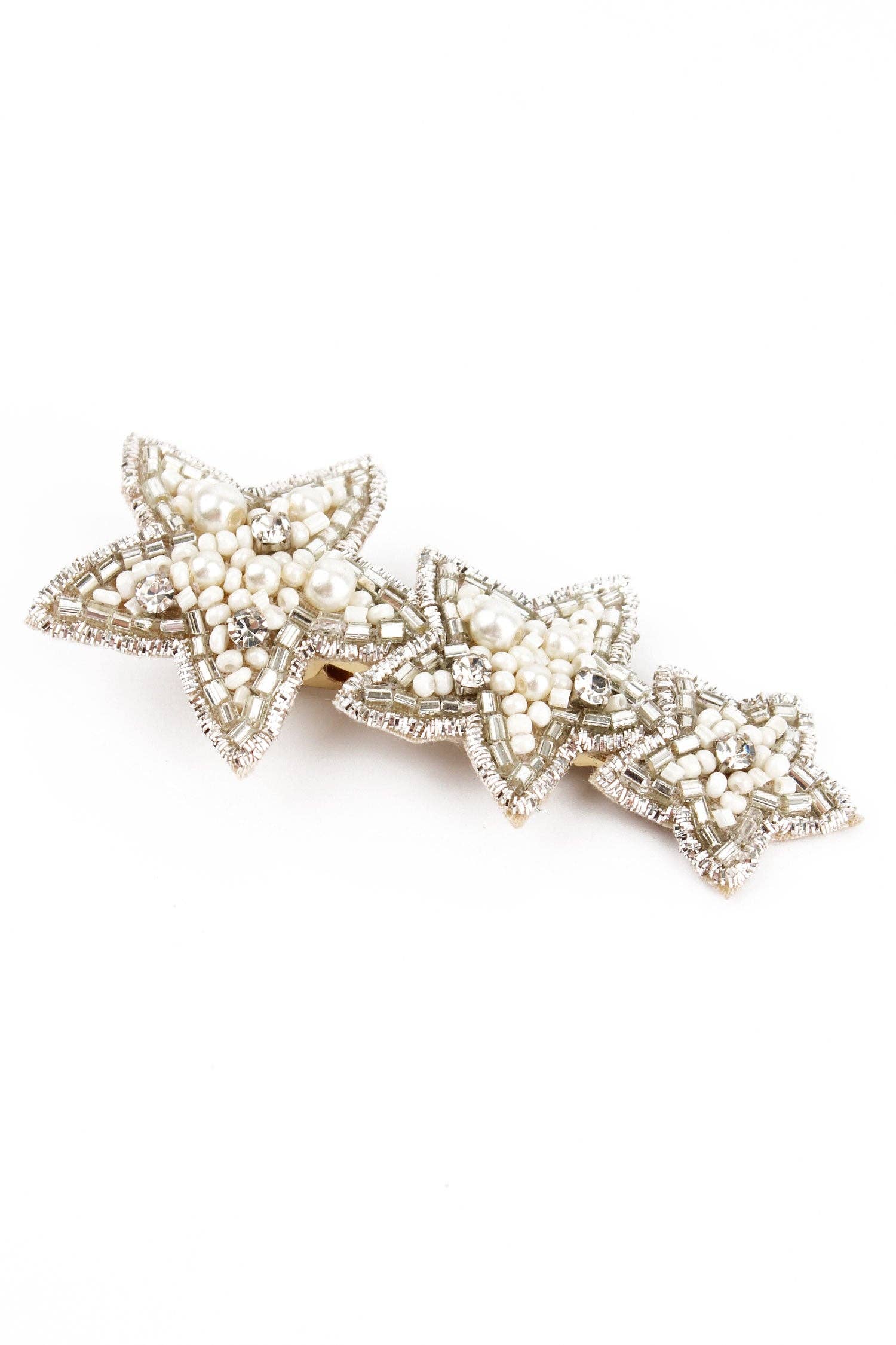 BARRETTE À CHEVEUX EN FORME D'ÉTOILE ARGENTÉE ET NACRÉE
