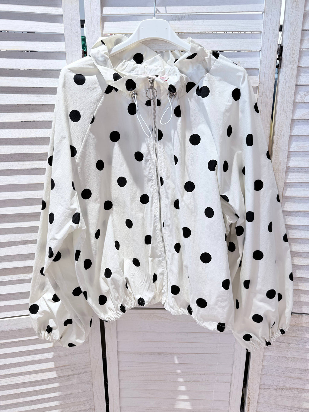 Veste à pois en coton fin POLKA Blanc & Noir