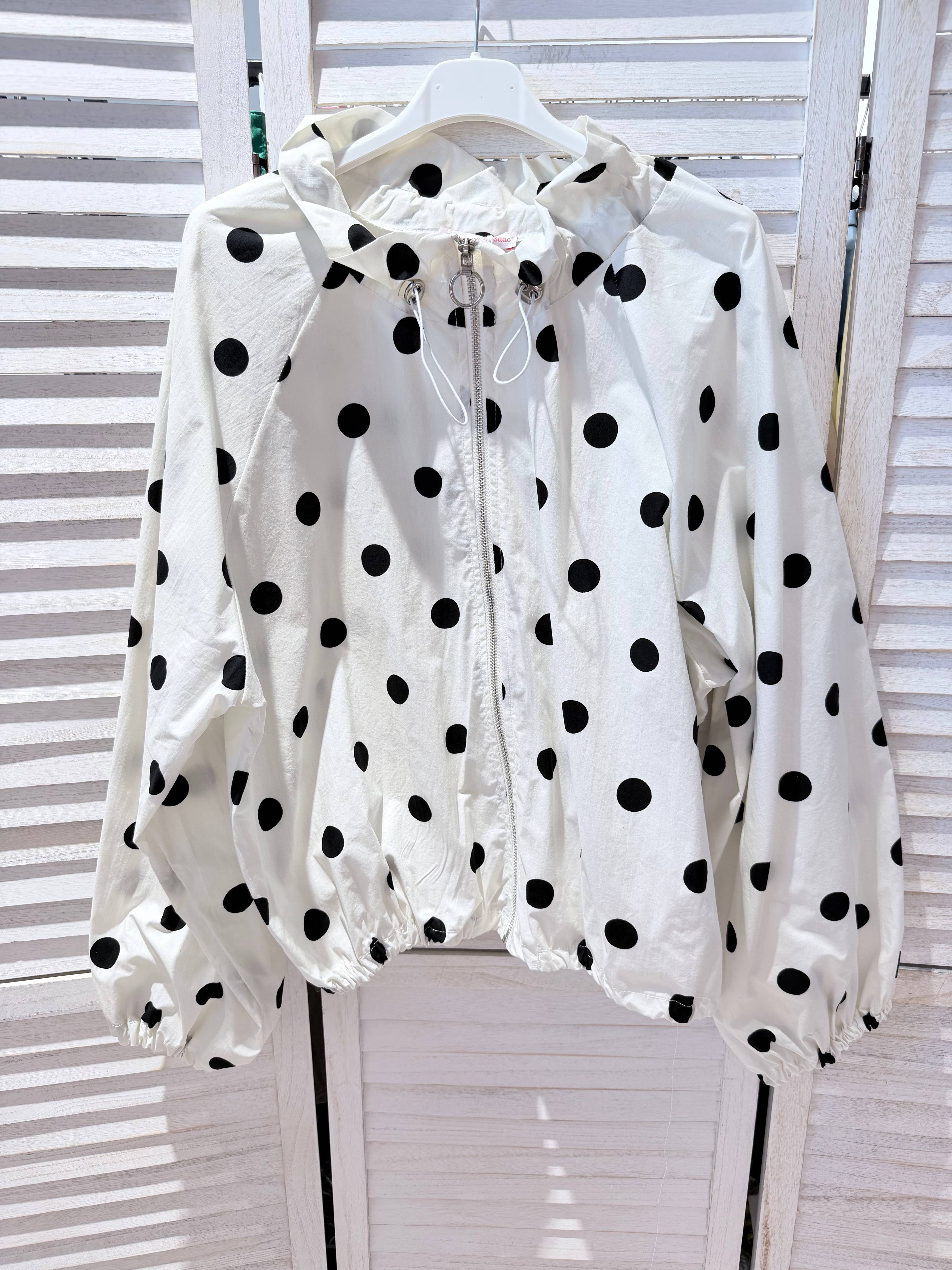 Veste à pois en coton fin POLKA Blanc & Noir