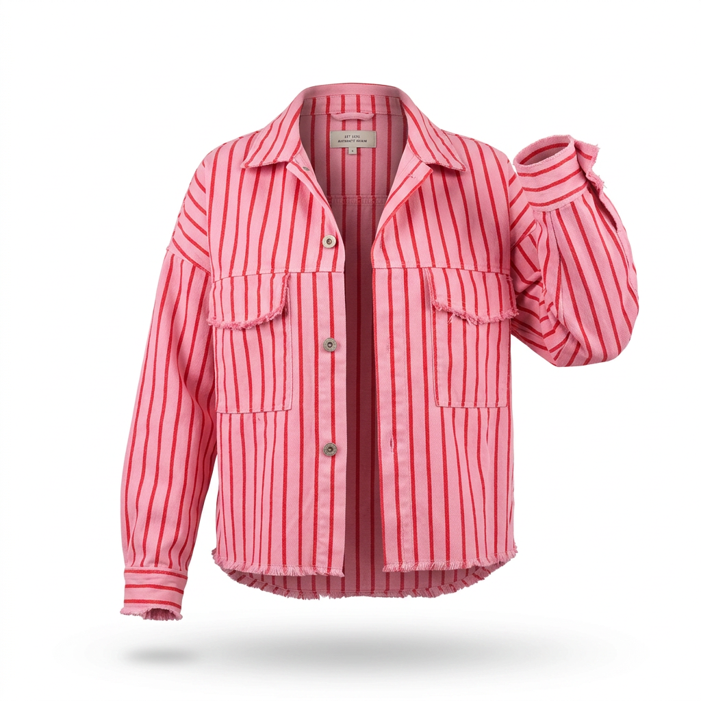 Veste coton CANDY rayée Rose & Rouge