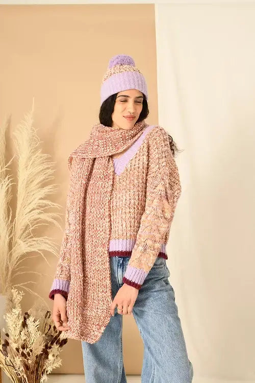 Bonnet tricot Lolly Twist Bobble Lilac