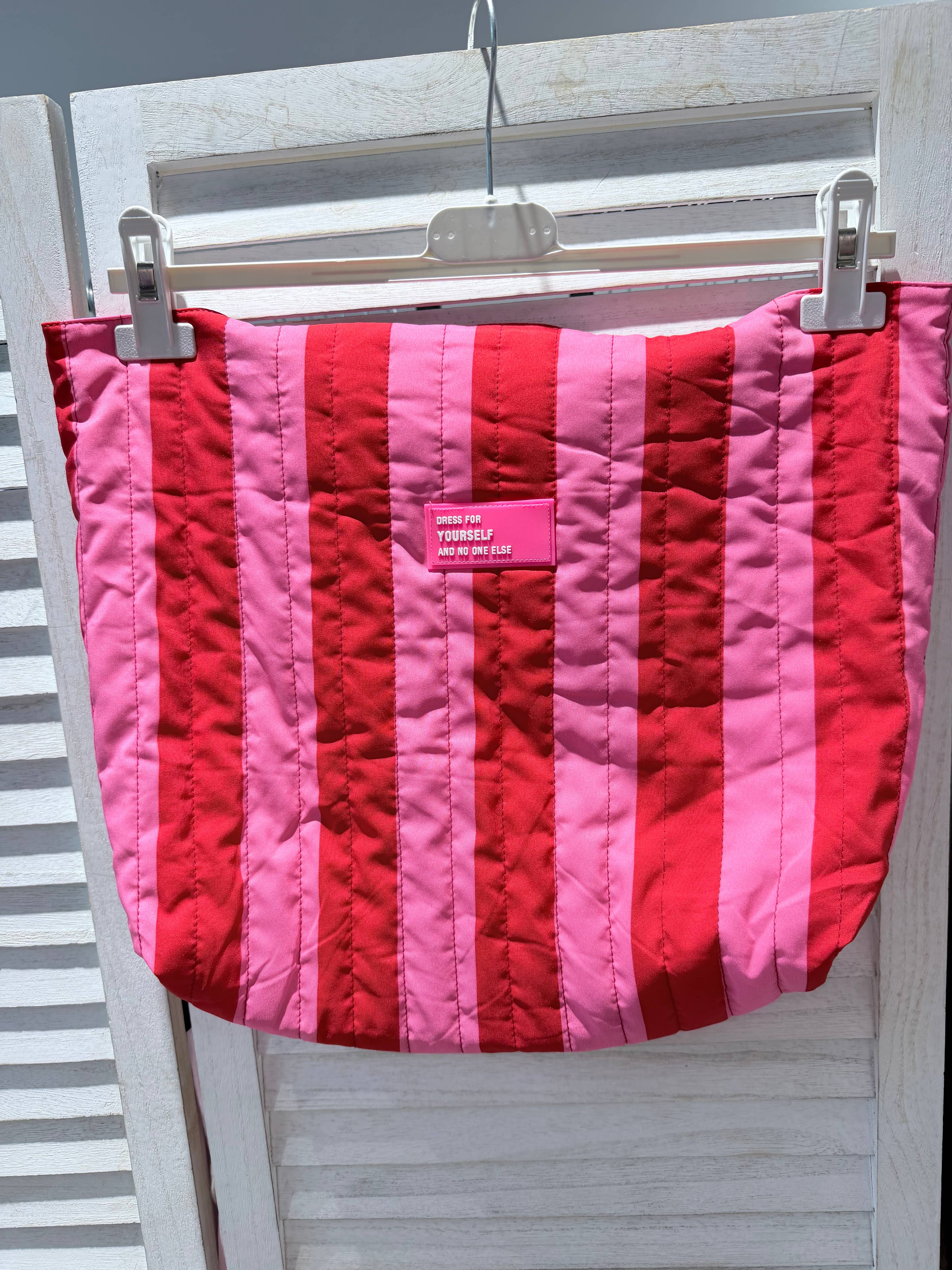 Sac shopping rayé matelassé PARAMI Rouge & Fuchsia