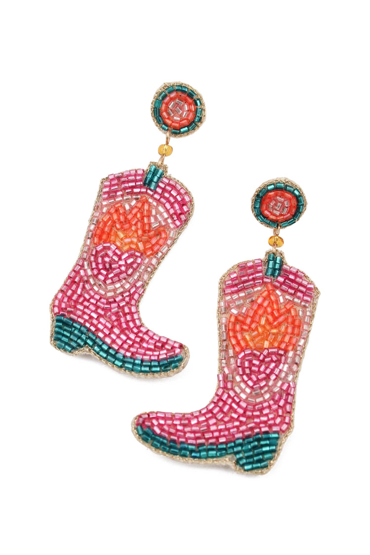 Boucles d'oreilles bottes de cow-girl roses