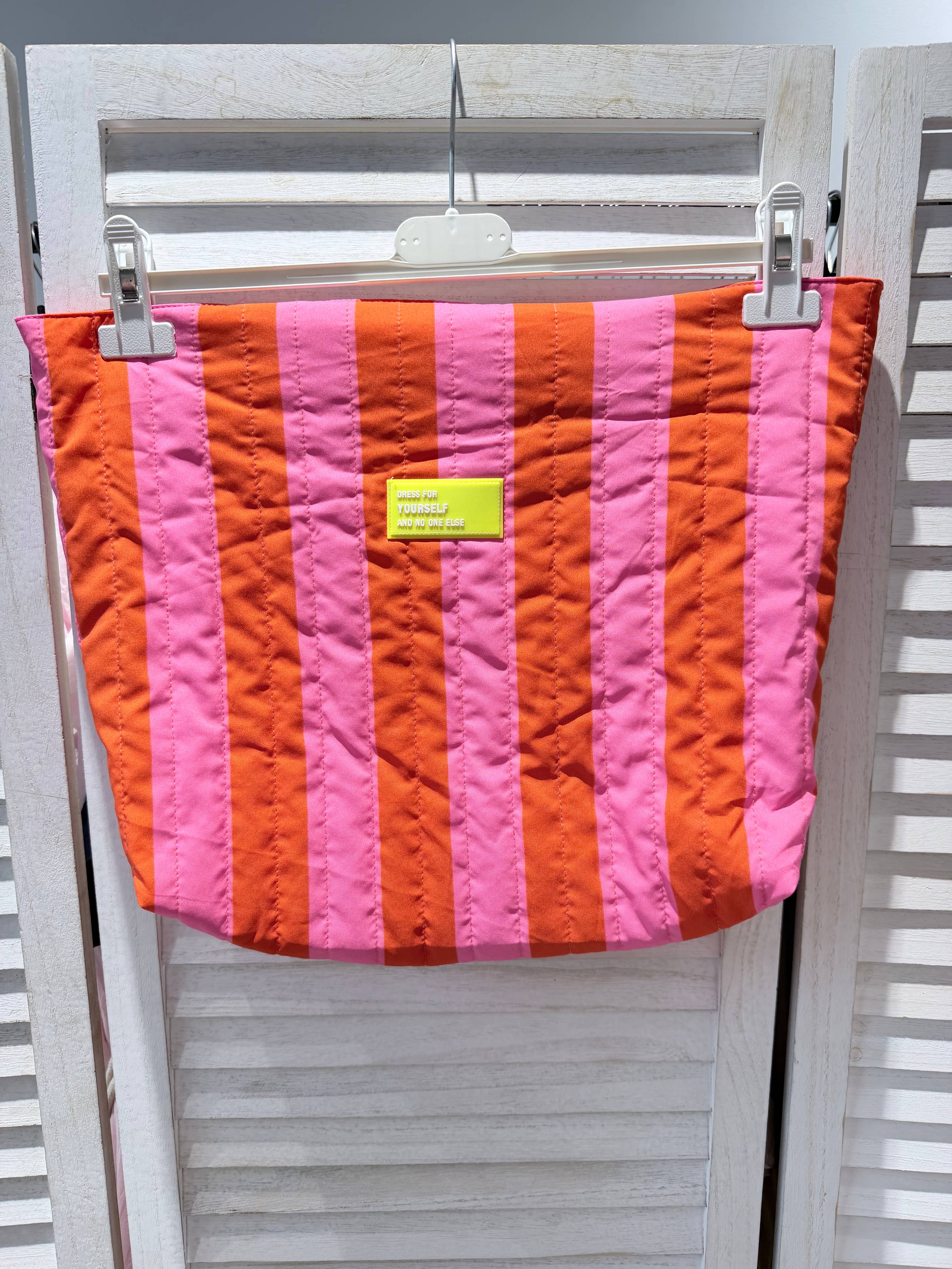 Sac shopping rayé matelassé PARAMI Orange & Rose