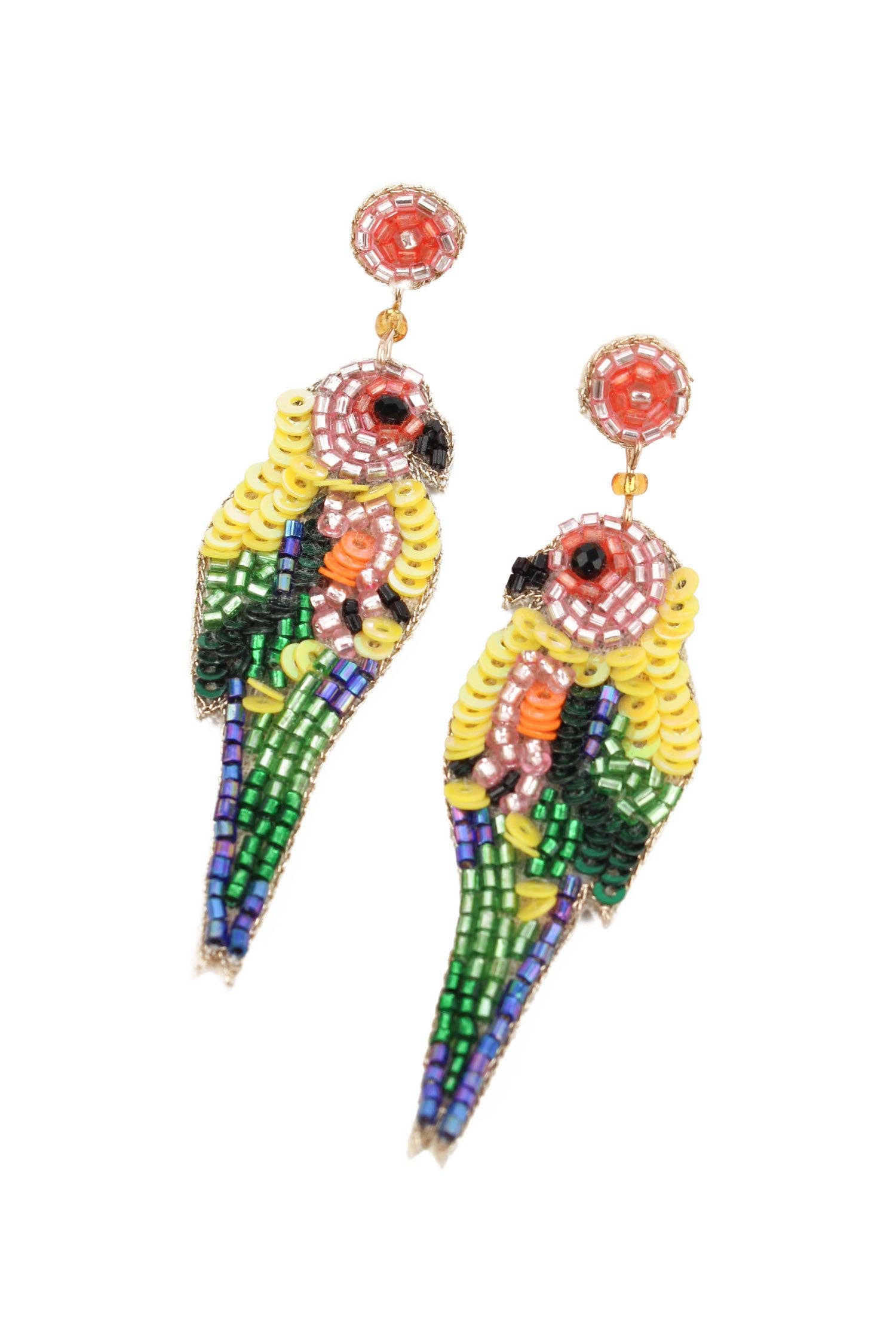 BOUCLES D'OREILLES PERLÉES PERROQUET TROPICAL
