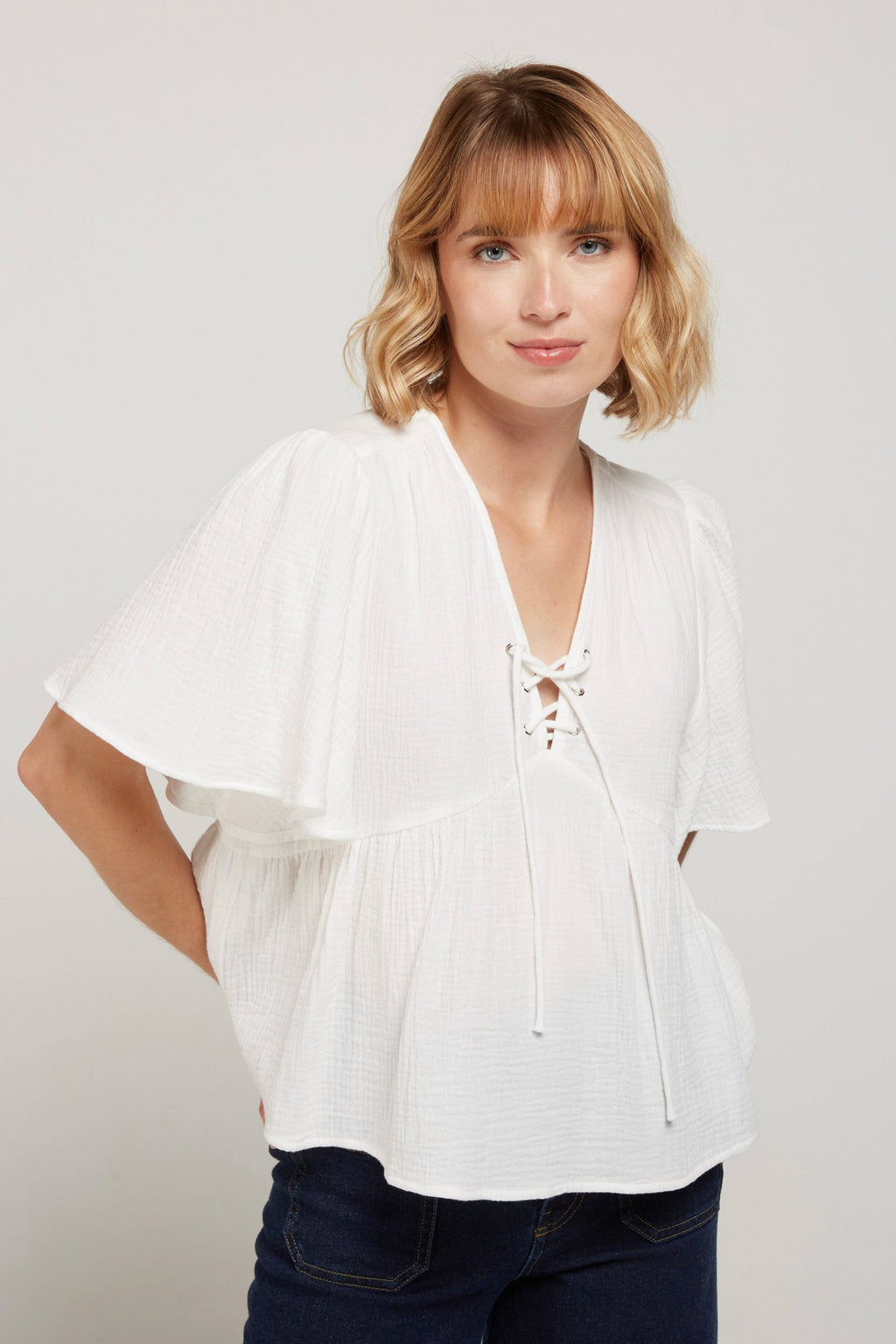 Top Gaze de Coton Col V LISON