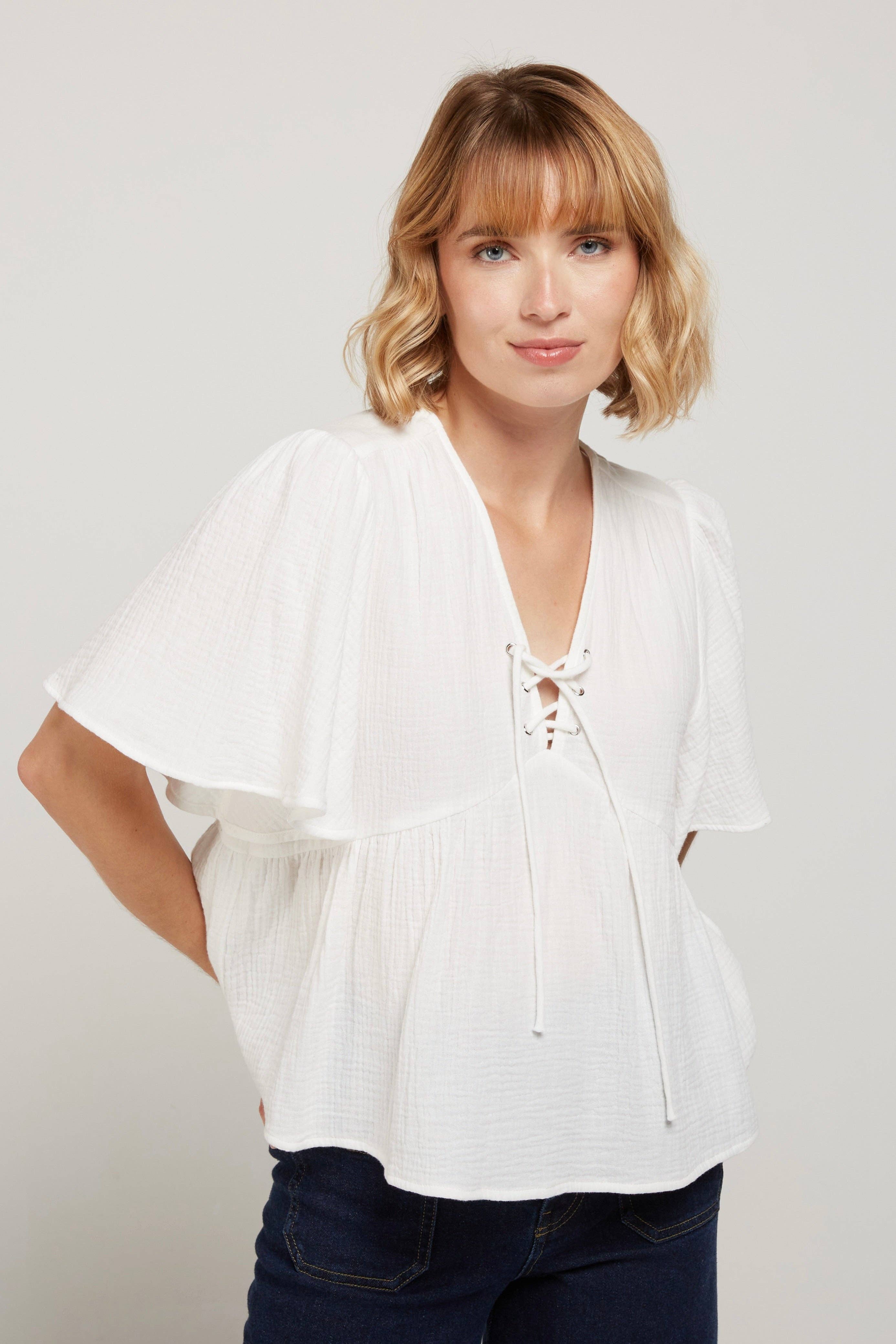 Top Gaze de Coton Col V LISON