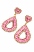 BOUCLES D'OREILLES GOUTTE ROSE EN PERLES