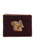 POCHETTE EN VELOURS PETITE ÉCUREUIL BORDEAUX