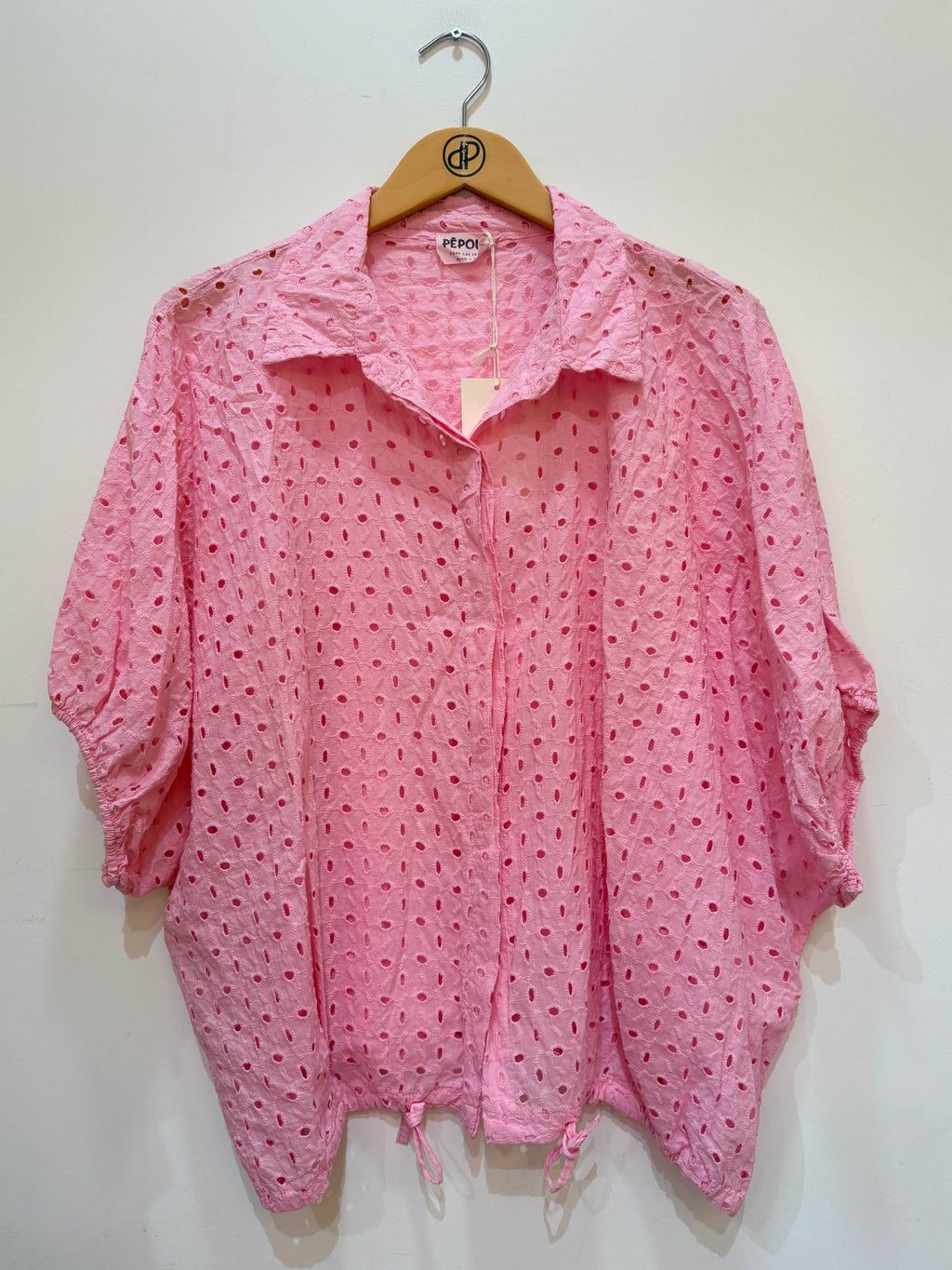 Chemise manches 3/4 coton ajouré JOYCE Rose