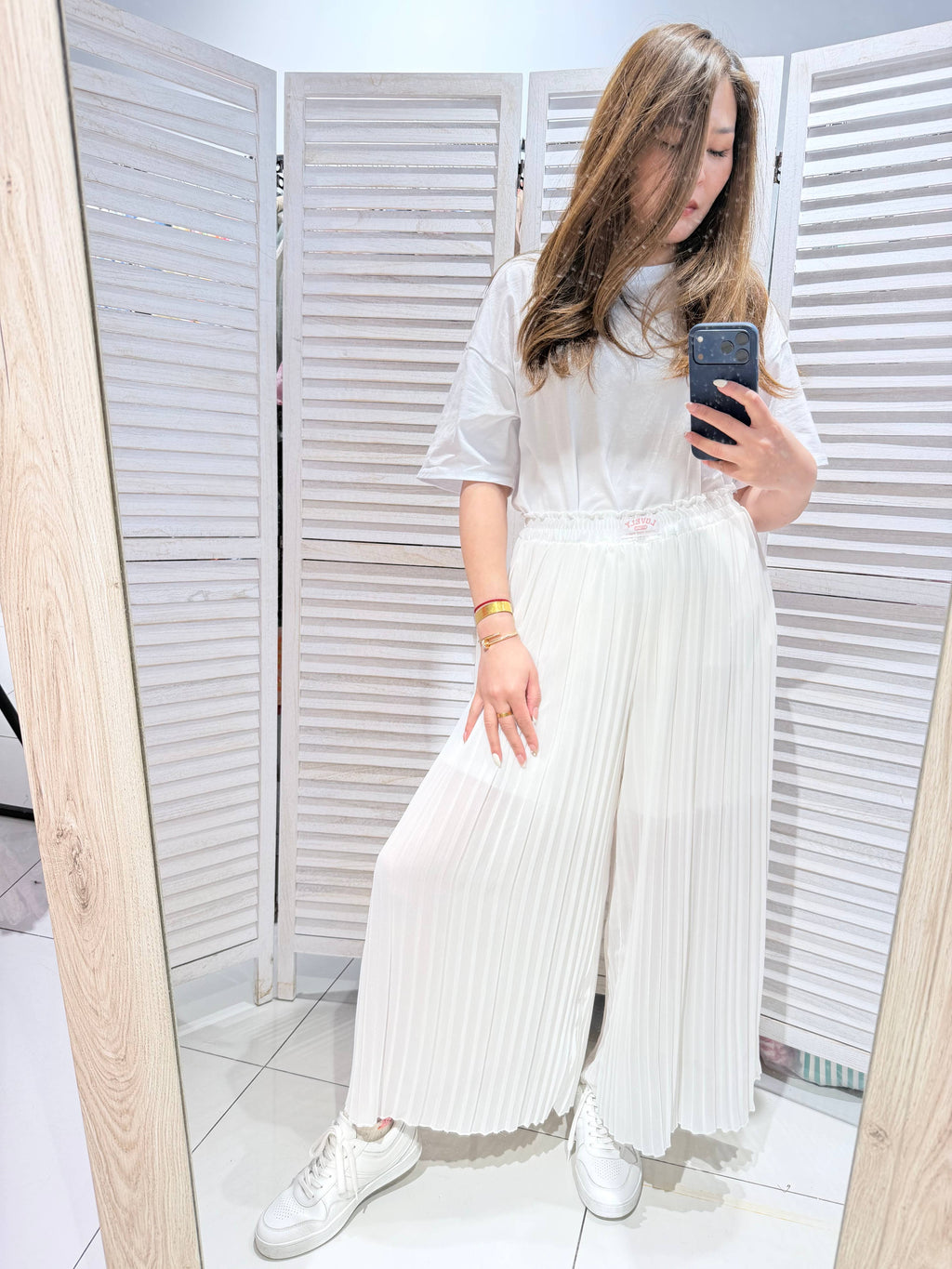 Pantalon large plissé LISA Blanc