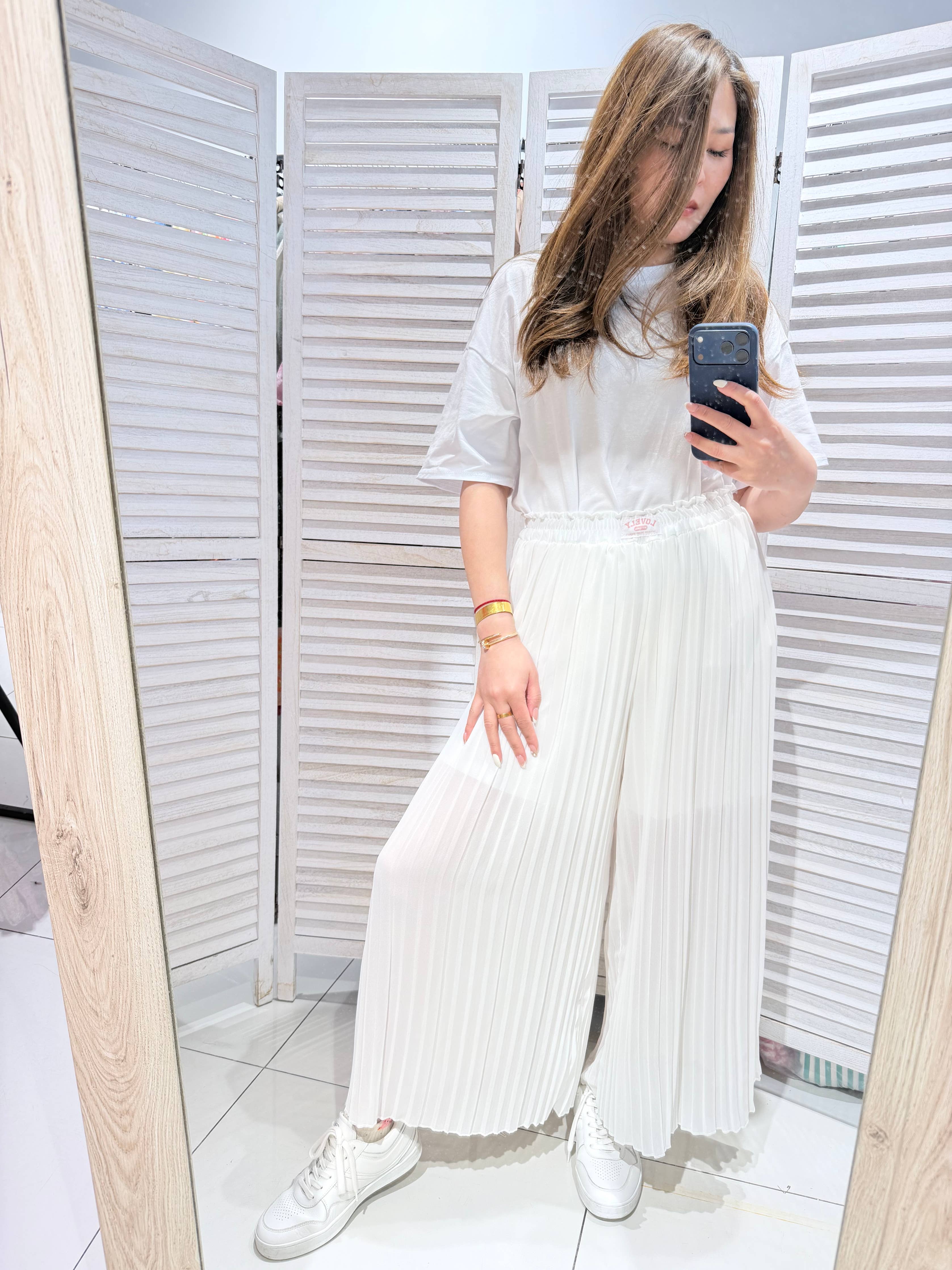 Pantalon large plissé LISA Blanc