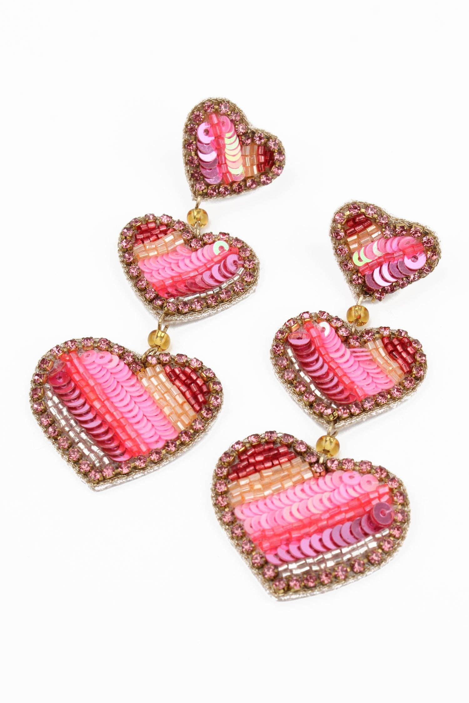 BOUCLES D'OREILLES TRIPLE GOUTTE MULTI ROSE