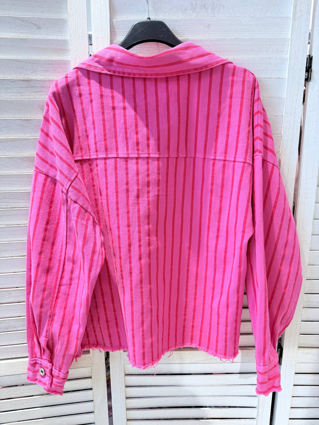 Veste coton CANDY rayée Fuchsia & Rouge