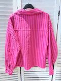 Veste coton CANDY rayée Fuchsia & Rouge