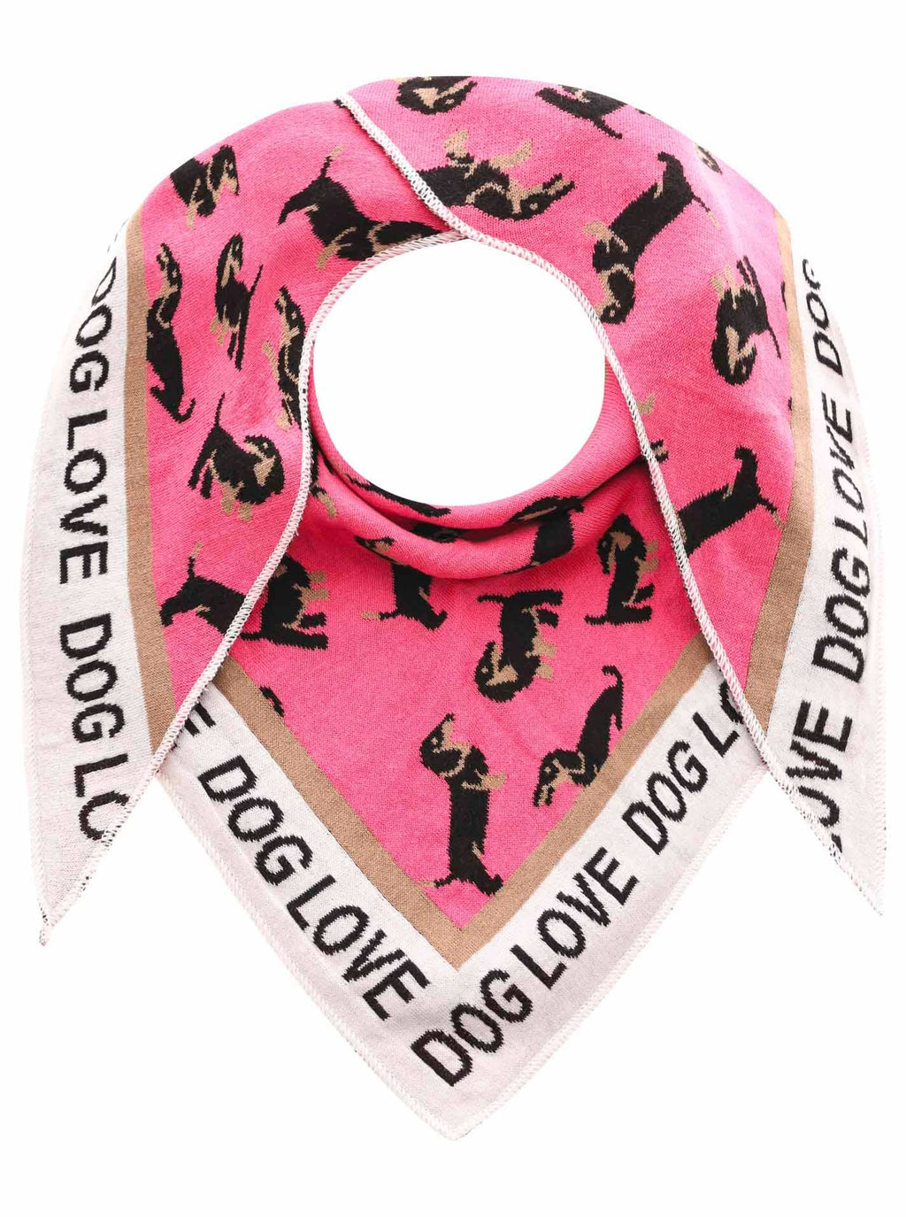 Foulard triangulaire en coton Teckel Rose