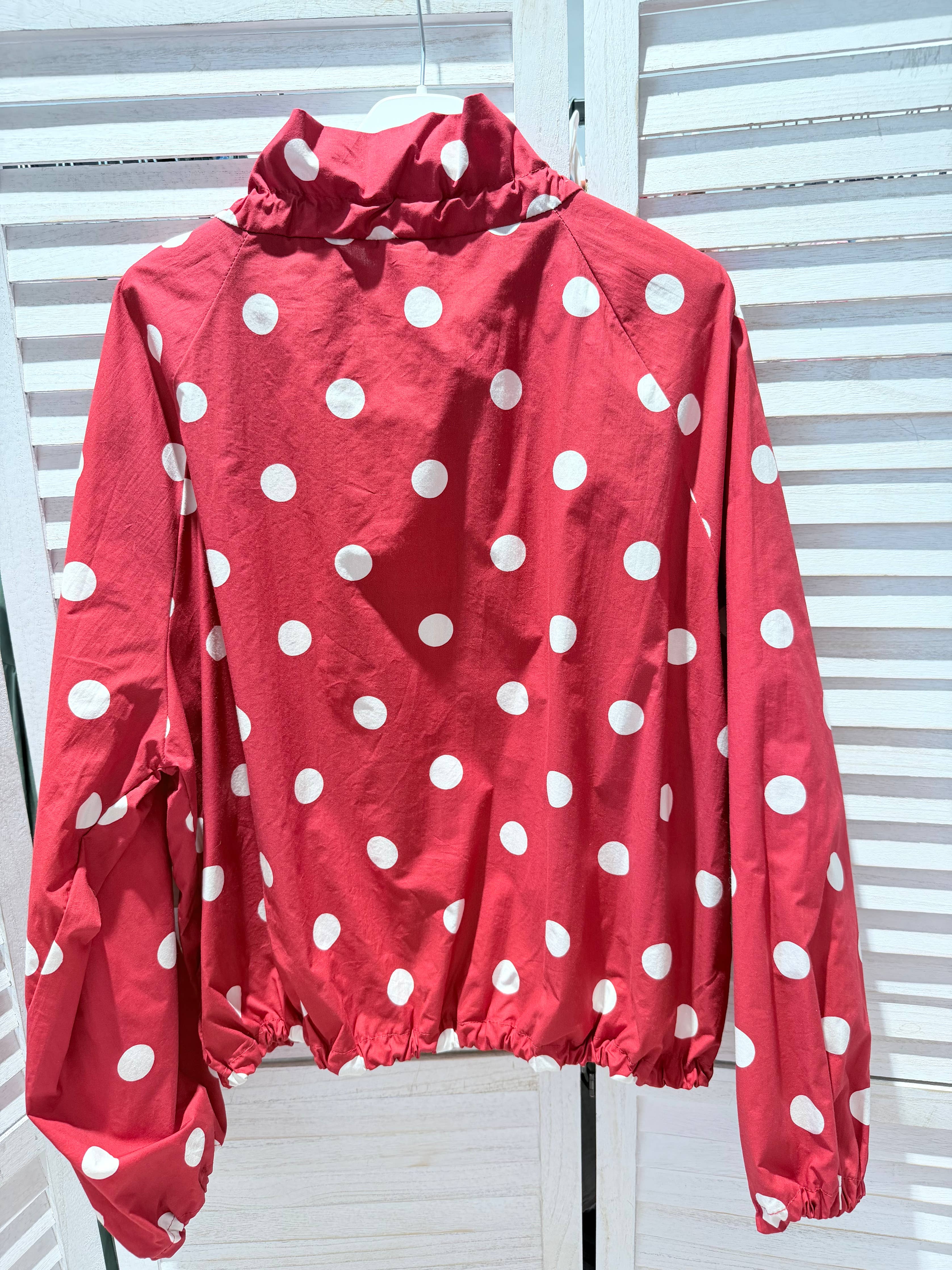 Veste à pois en coton fin POLKA Rouge & Blanc