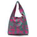 Sac shopping LOIS Leo Vert & Fuchsia