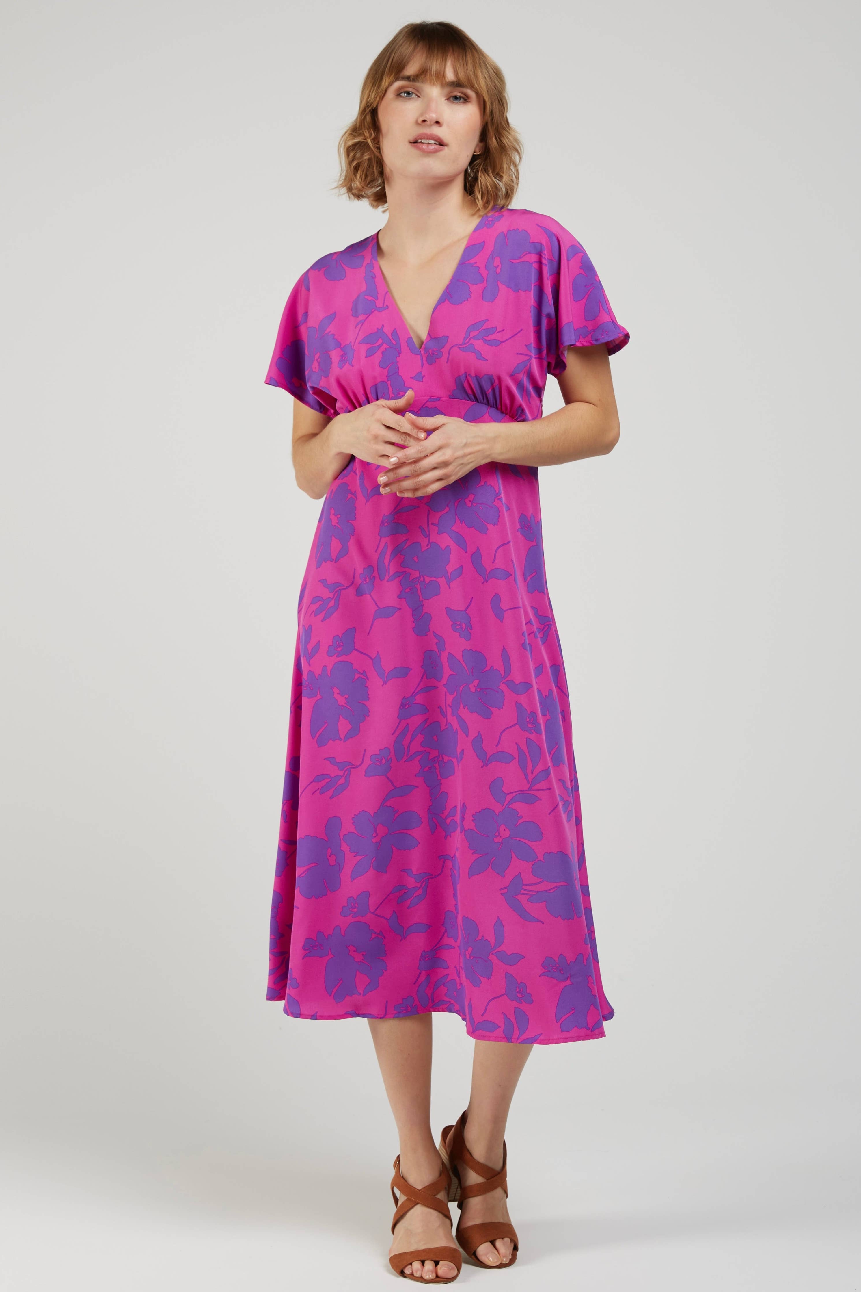 Robe Midi Fleurie DALI Fuchsia & Violet