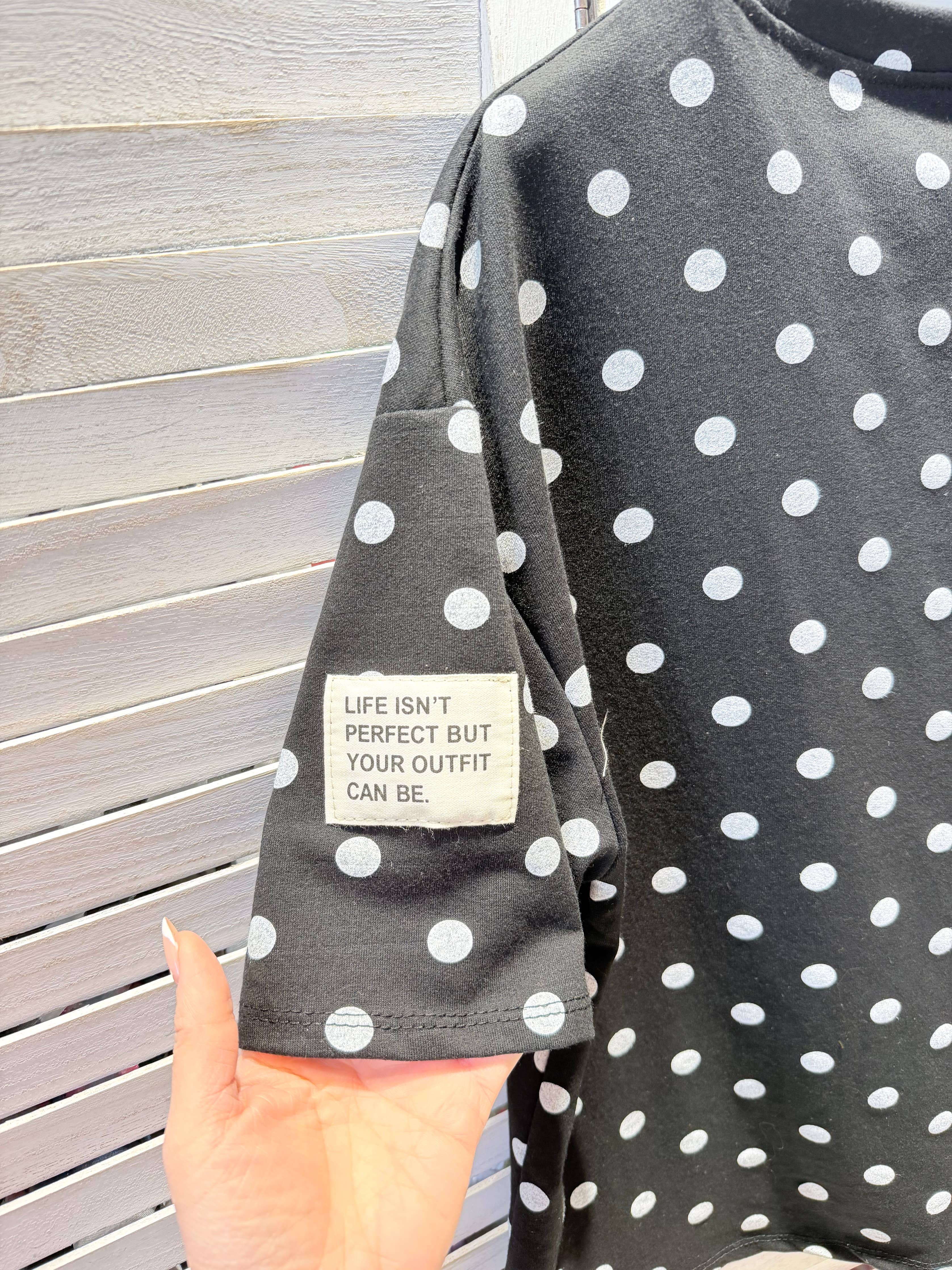 T-shirt à pois noir