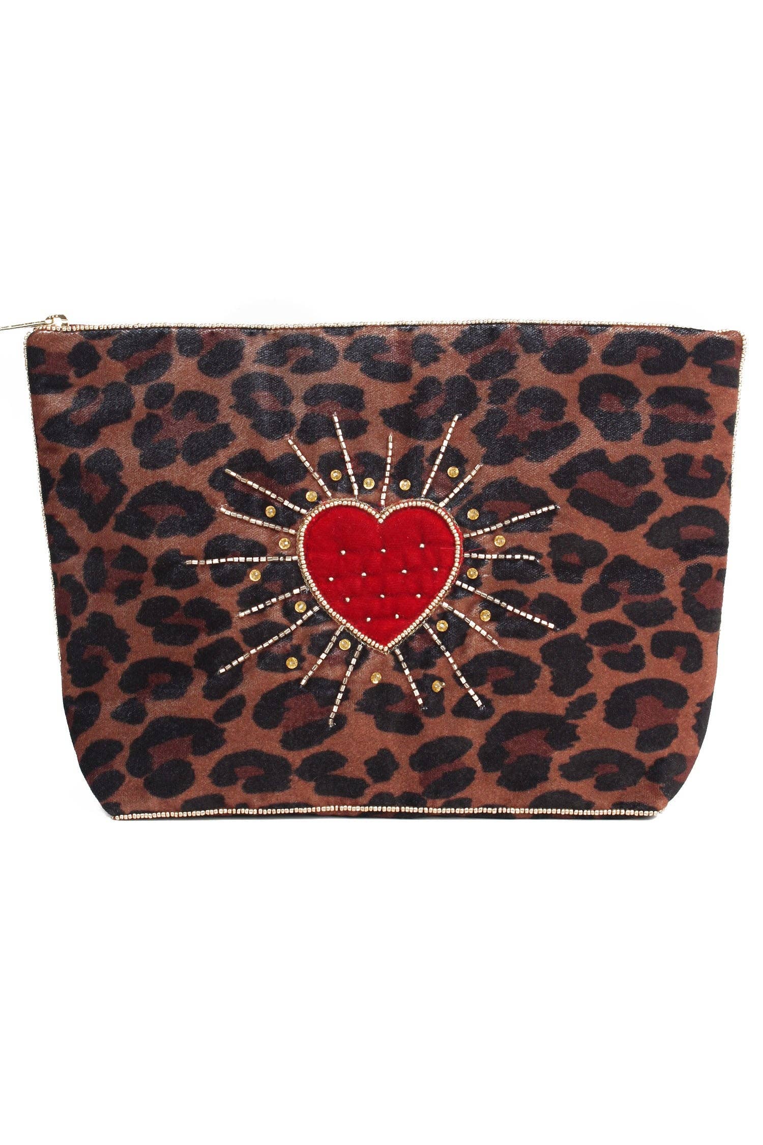 GRANDE POCHETTE ÉCLAT CŒUR DE LÉOPARD