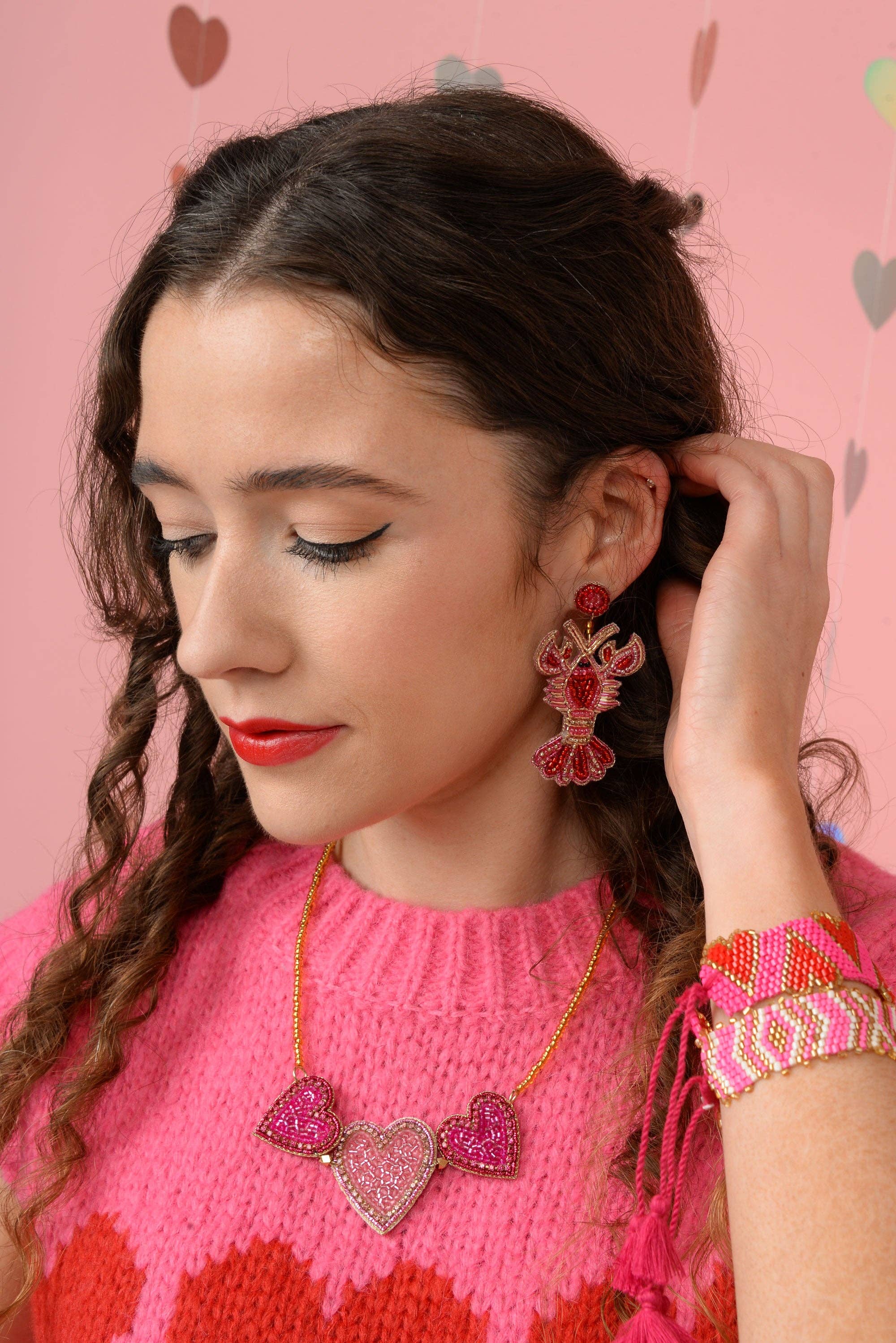 BOUCLES D'OREILLES PERLÉES AMOUR HOMARD