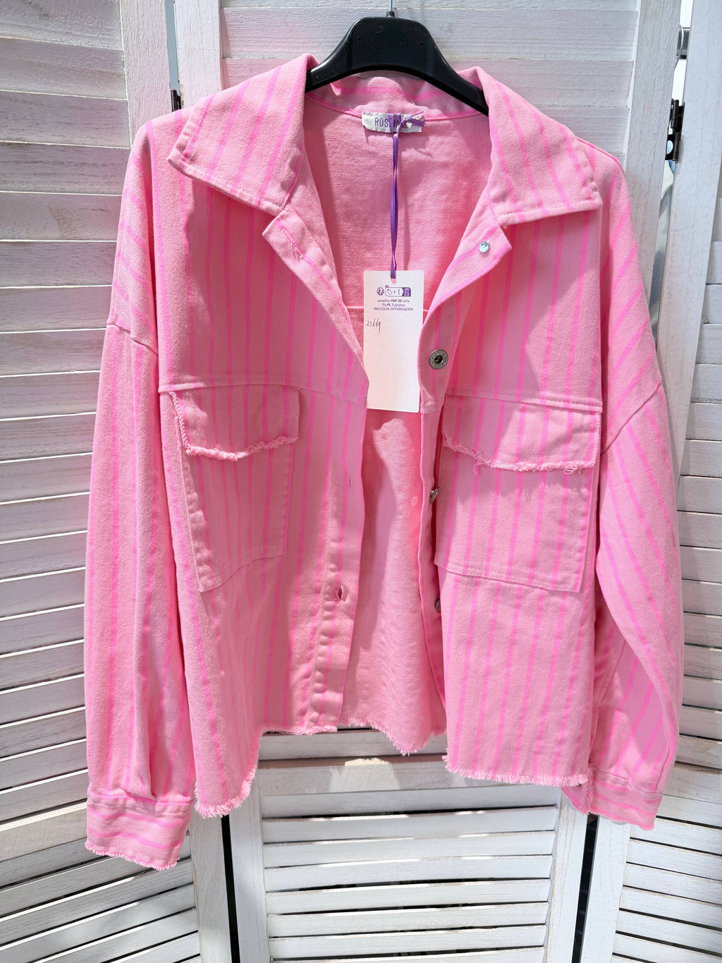 Veste coton CANDY rayée Rose & Rose Fluo