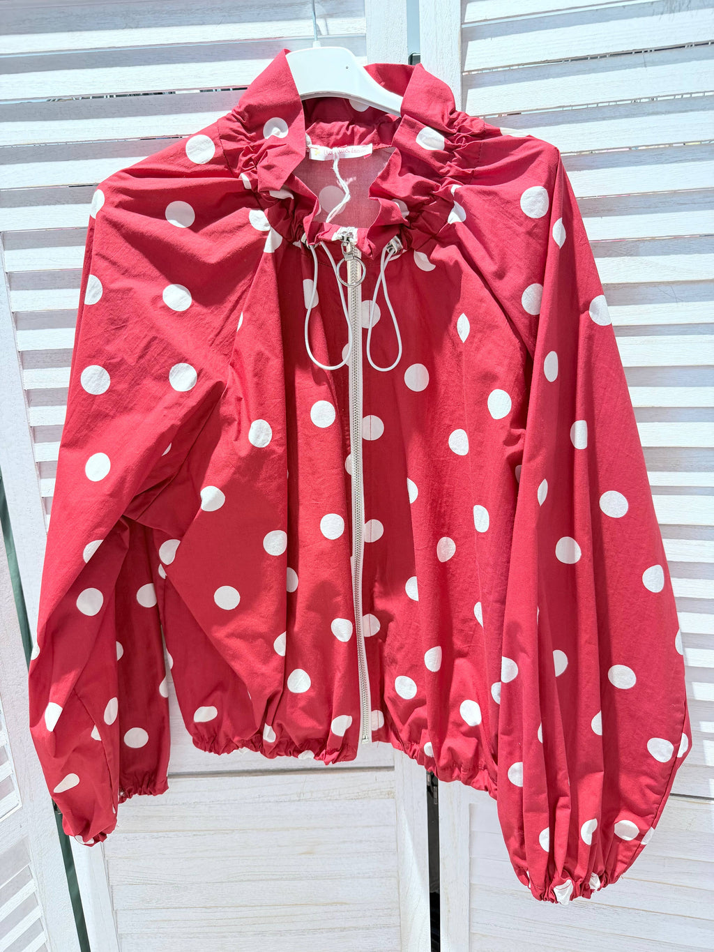 Veste à pois en coton fin POLKA Rouge & Blanc