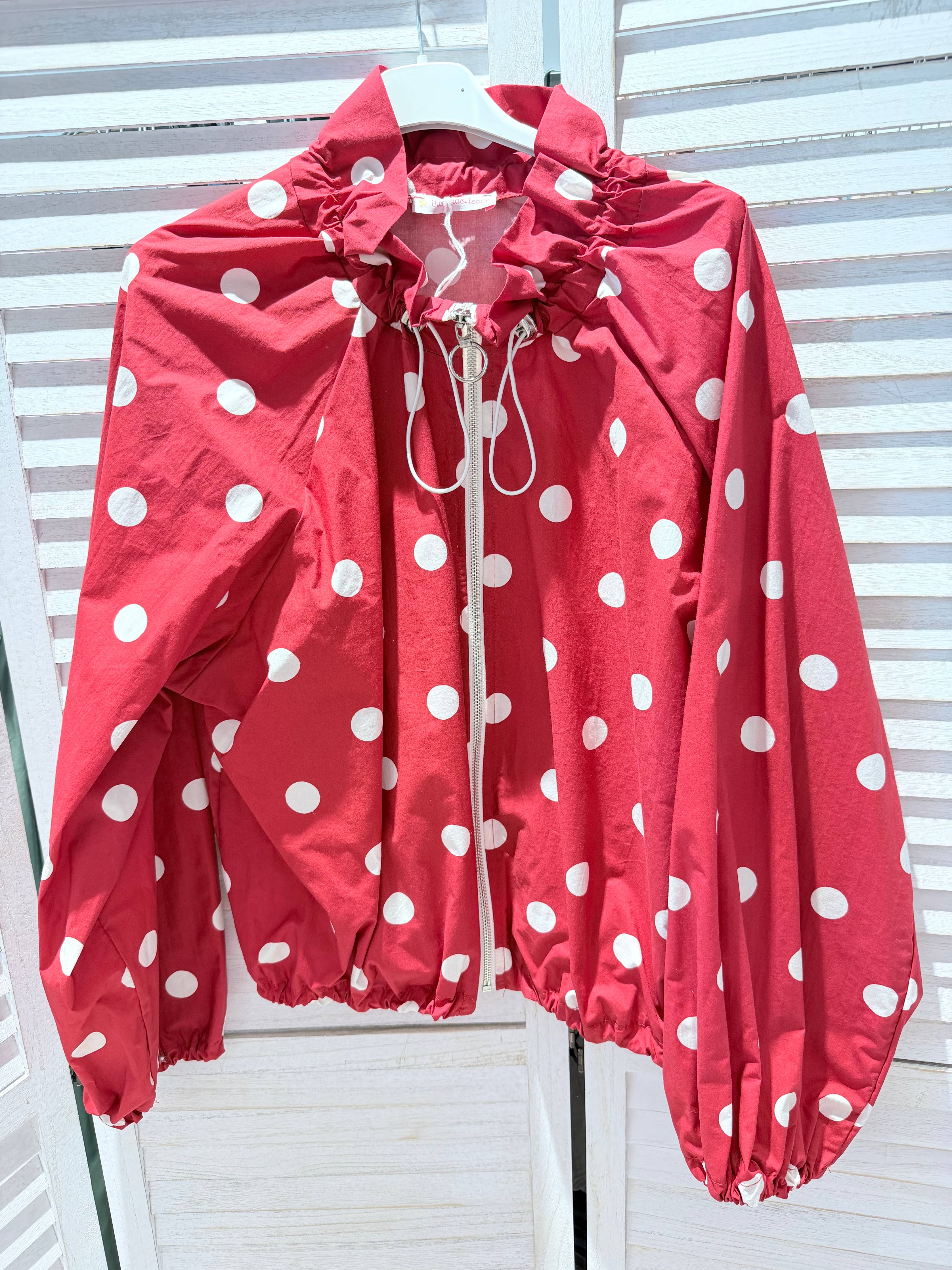 Veste à pois en coton fin POLKA Rouge & Blanc