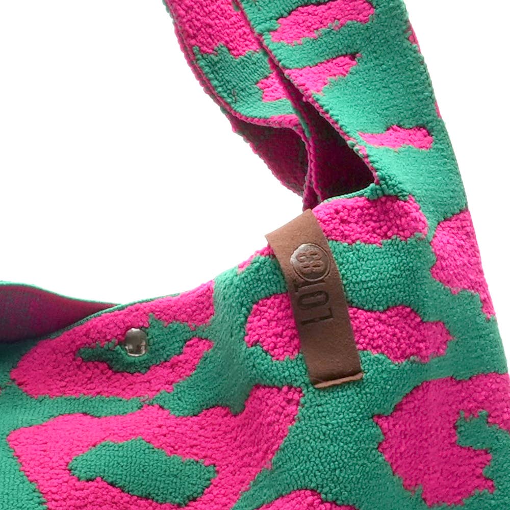 Sac shopping LOIS Leo Vert & Fuchsia