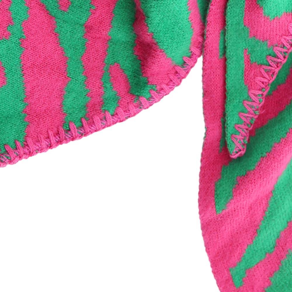 Écharpe triangulaire LIZE Vert & Fuchsia