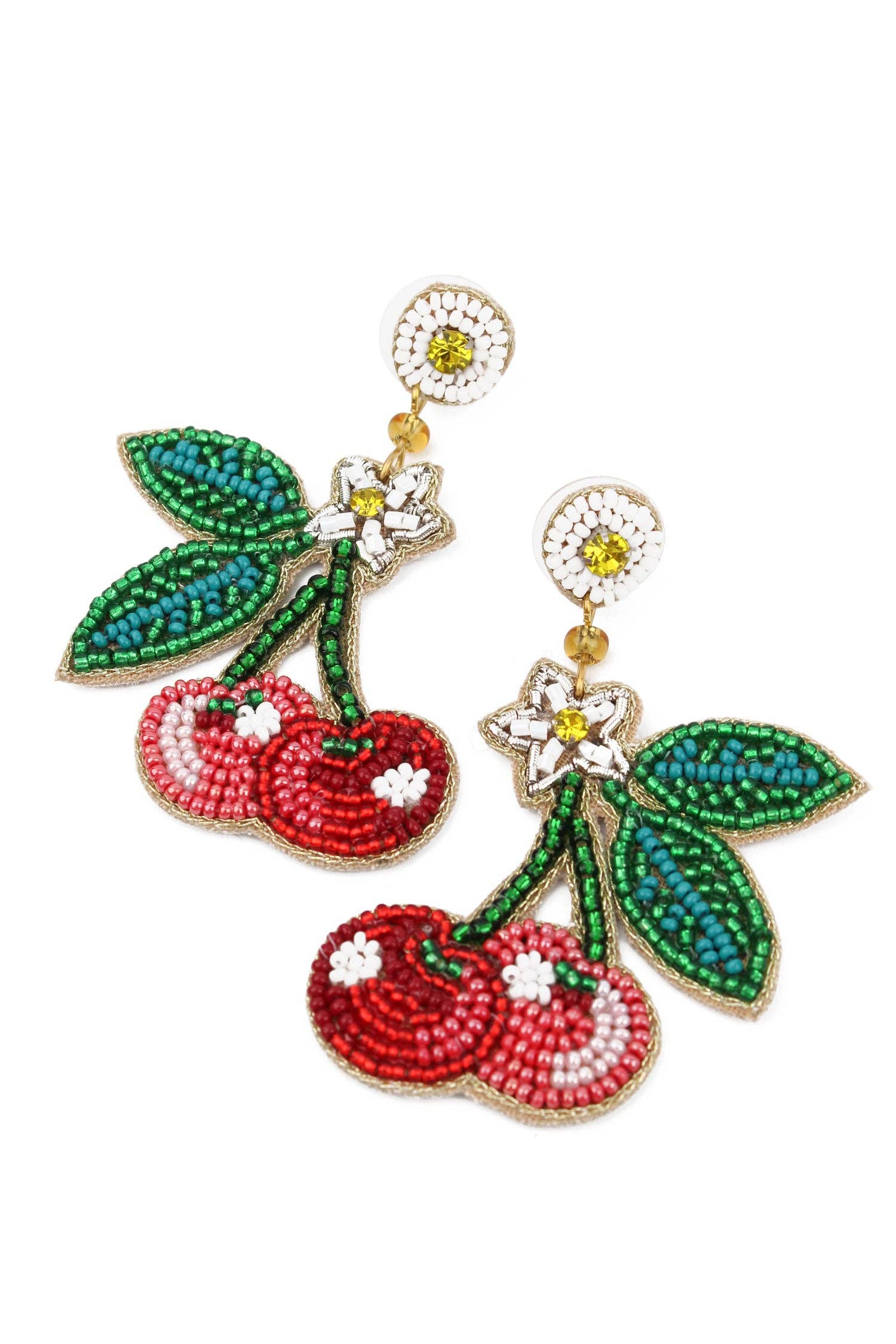 Boucles d'oreilles perlées cerise d'été