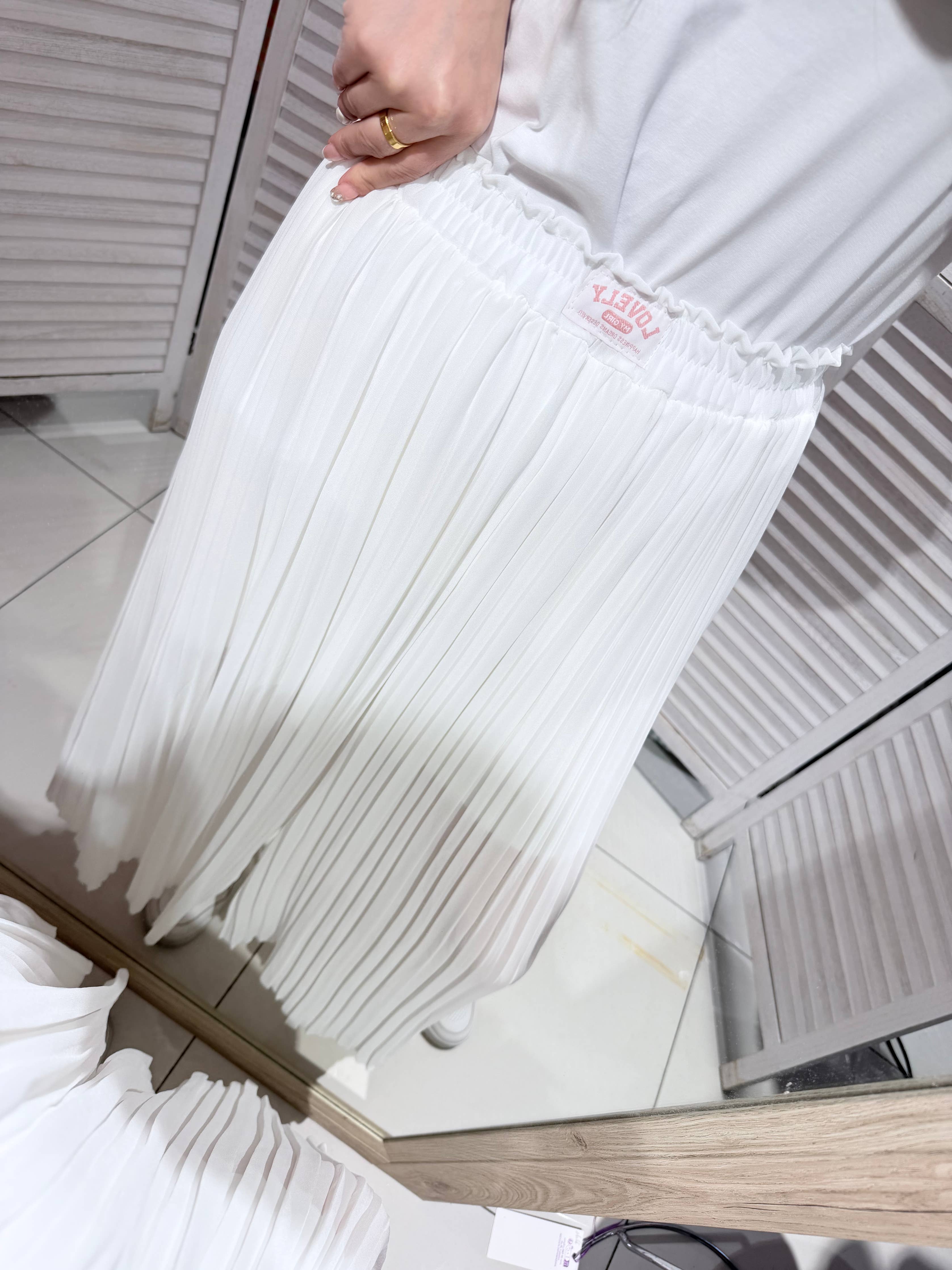 Pantalon large plissé LISA Blanc