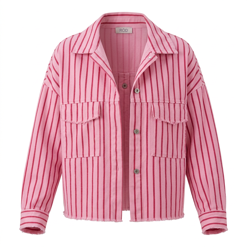 Veste coton CANDY rayée Rose & Rouge