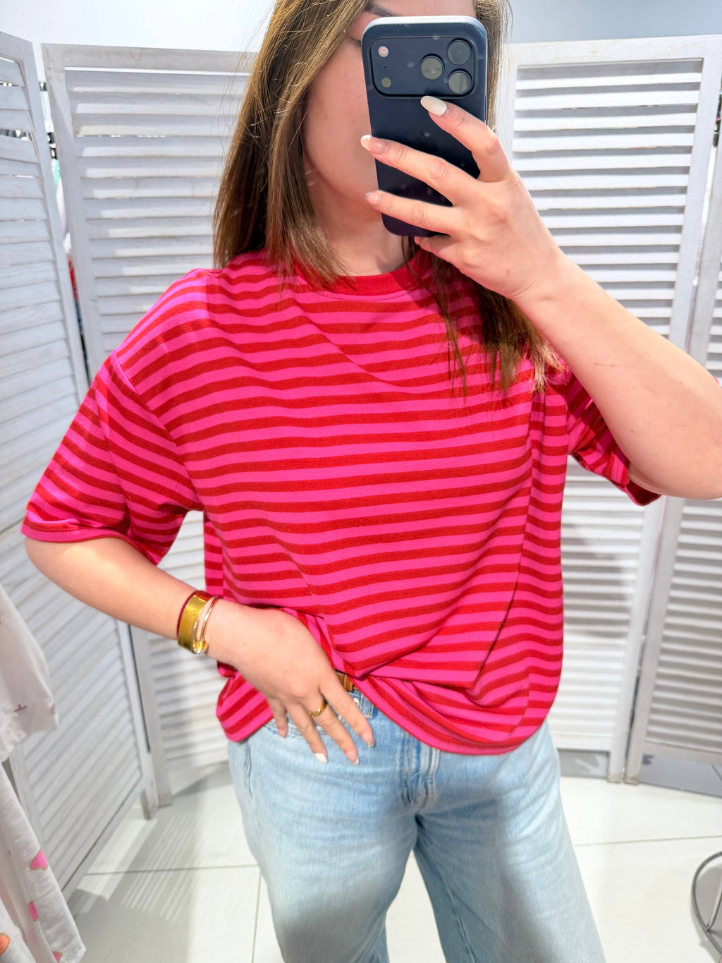 T-shirt rayé SUNNY Rouge & Fuchsia